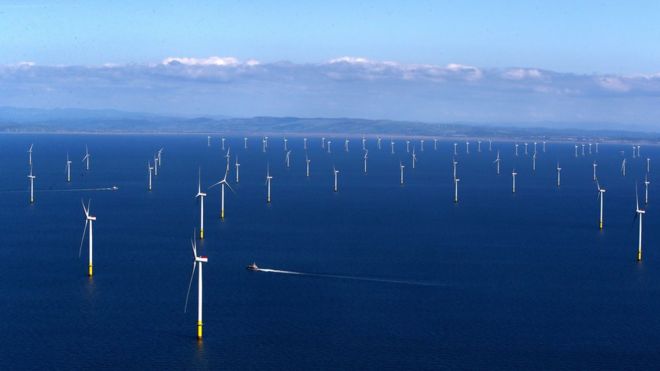 Walney windfarm in Cumbria UK