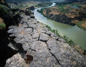 Basalt columns along the Snake River Gorge, Twin Falls, Idaho, USA